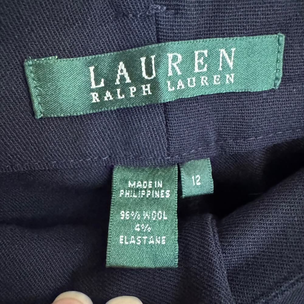 Lauren Ralph Lauren Navy Blue Wool Blend Dress Pants Size 12 Straight Leg Slacks - Picture 3 of 4